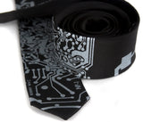 Skinny black Circuit Board neckties.
