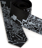 Black Circuit Board tie. Silver on black skinny.