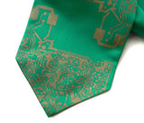  Antique brass ink on kelly green ascot.