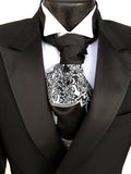  Silver ink on black ascot.