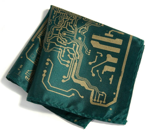 Circuit Board Pocket Square. Short Circuit handkerchief