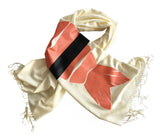 Shrimp Sushi Scarf. Cream Ebi Nigiri Linen Weave Pashmina, Cyberoptix