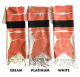 Shrimp Sushi Scarves: cream, platinum, white. Cyberoptix