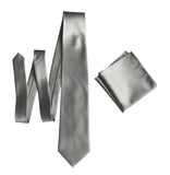 Silver necktie, grey solid color wedding tie by Cyberoptix Tie Lab