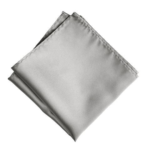 Silver Pocket Square. Solid Color Grey Satin Finish, No Print