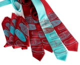 Custom colors: Turquoise on crimson narrow, scarlet on aqua narrow.