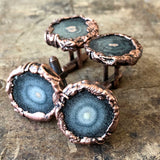 Smoky Solar Quartz Stalactite Slice Cufflinks, electroformed copper