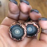 Solar Quartz Stalactite Slice Cufflinks, electroformed copper cuff links