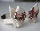 Apollo Soyuz Bow Tie. Crimson print on a cream bow tie.