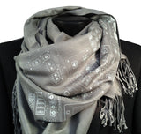 Ice ink on dove grey pashmina.