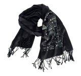  Ice ink on black pashmina.