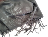  Ice ink on dove grey pashmina.