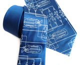 Spark Plug Necktie. Ice blue on french blue silk.
