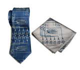 Spark Plug pocket square: cobalt on silver. Tie: ice on french blue.