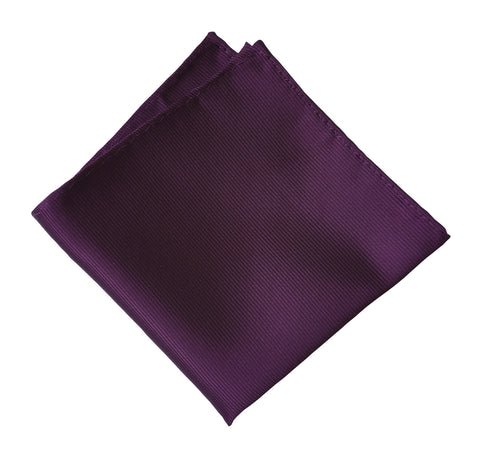 Spiced Wine Pocket Square. Solid Purple Fine-Stripe, No Print