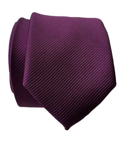 Spiced Wine Necktie. Solid Purple Fine-Stripe Tie, No Print