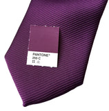 Solid pantone purple necktie. Eggplant fine stripe woven tie, by cyberoptix