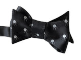 Sputnik 1 Pattern Bow Tie, Silver on Black Tie, by Cyberoptix