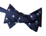 Sputnik 1 Pattern Bow Tie, Silver on Navy Blue Tie, by Cyberoptix