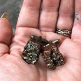 Pyrite Cufflinks. Electroformed copper & fool's gold cluster, raw stone cuff links