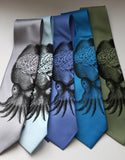 Cyberoptix Squid Brain Tie. Black on silver, sky blue, periwinkle, electric blue, sage.