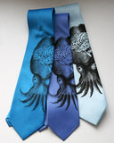 Octopus Brain Tie. Black on electric blue, periwinkle, sky blue. By Cyberoptix