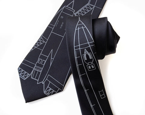 SR-71 Blackbird Necktie, aircraft blueprint tie.
