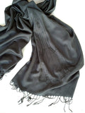  Black ink on charcoal light pashmina.