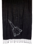  Pale grey ink on black light pashmina.