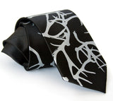 Black and silver antler print tie, by Cyberoptix