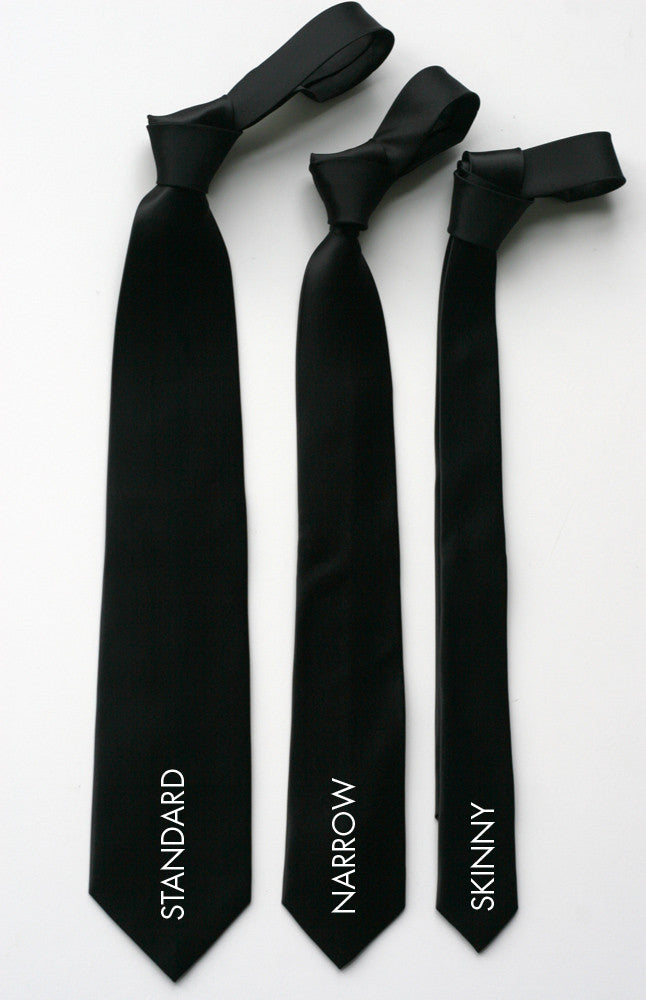 Black Necktie. Solid Color Satin Finish Tie No Print