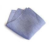Cyberoptix Blue textured weave linen + silk blend woven pocket square.