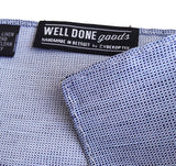 Blue textured weave linen + silk blend woven pocket square.