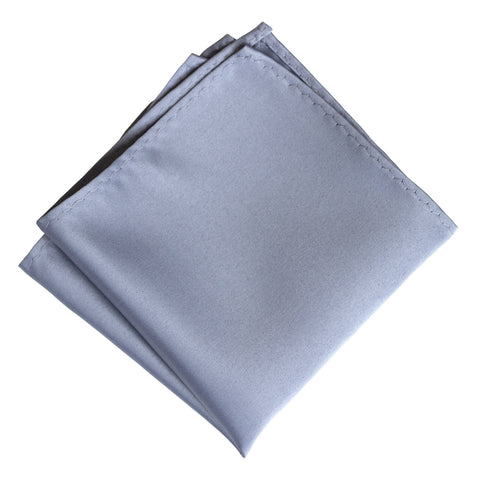 Steel Blue Pocket Square. Solid Color Blue-Grey Satin Finish, No Print