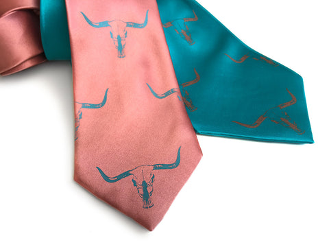 Longhorn Steer Skull Silk Necktie.