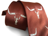 Longhorn Steer Skull print necktie