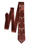 Cinnamon brown Longhorn Steer Skull necktie