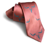 Pink Longhorn Steer Skull necktie