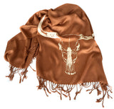 steer skull pashmina, cinnamon brown