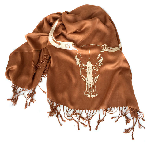 Longhorn Steer Skull pashmina scarf