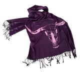 eggplant longhorn skull scarf