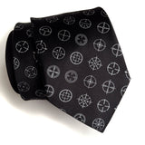 Rifle Sight Necktie: Dove grey on black.