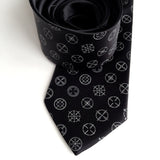 Rifle Sight Necktie: Dove grey on black.