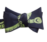 Octopus Sucker Bow Tie, Dark Chartreuse on Navy Blue Tie, by Cyberoptix