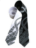 Sucker Tentacle Neckties. Cyberoptix Octopus ties. Black pearl on white narrow, black narrow.