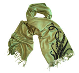 Octopus Tentacles Scarf. Sucker Print pashmina by Cyberoptix. Green and black