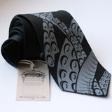 Octopus Necktie. Black pearl on black silk.