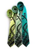 Cthulhu Necktie. Black on chartreuse, clover, teal green silk.