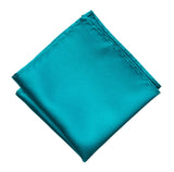 Teal Blue Pocket Square. Light Blue Solid Color Satin Finish, No Print, by Cyberoptix