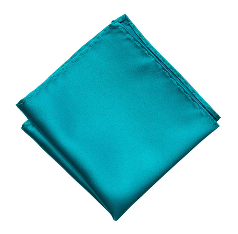 Teal Blue Pocket Square. Light Blue Solid Color Satin Finish, No Print